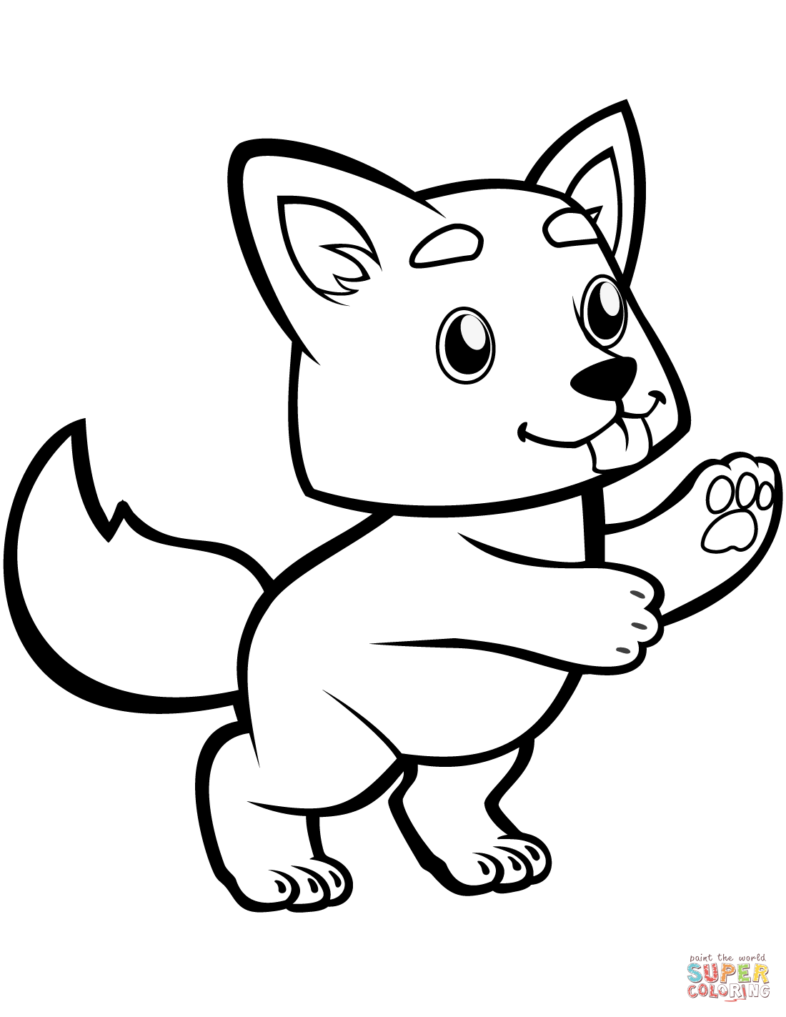 Cute baby wolf coloring page free printable coloring pages