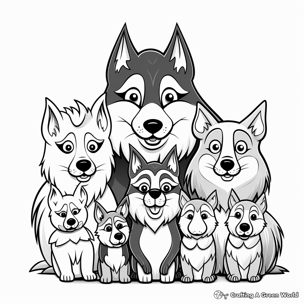 Wolf family coloring pages