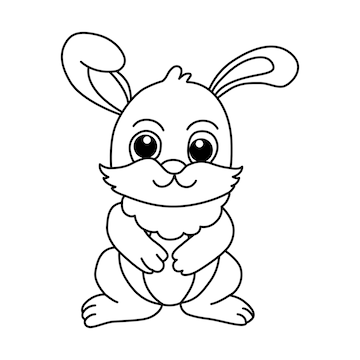 Premium vector cute rabbit cartoon coloring page illustration vector for kids coloring book