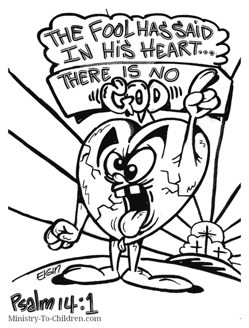 Foolish heart psalm cartoon coloring page