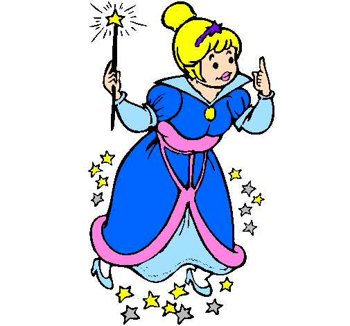 Colored page fairy godmother painted by