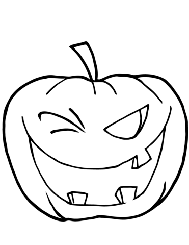 Halloween pumpkin winking coloring page free printable coloring pages