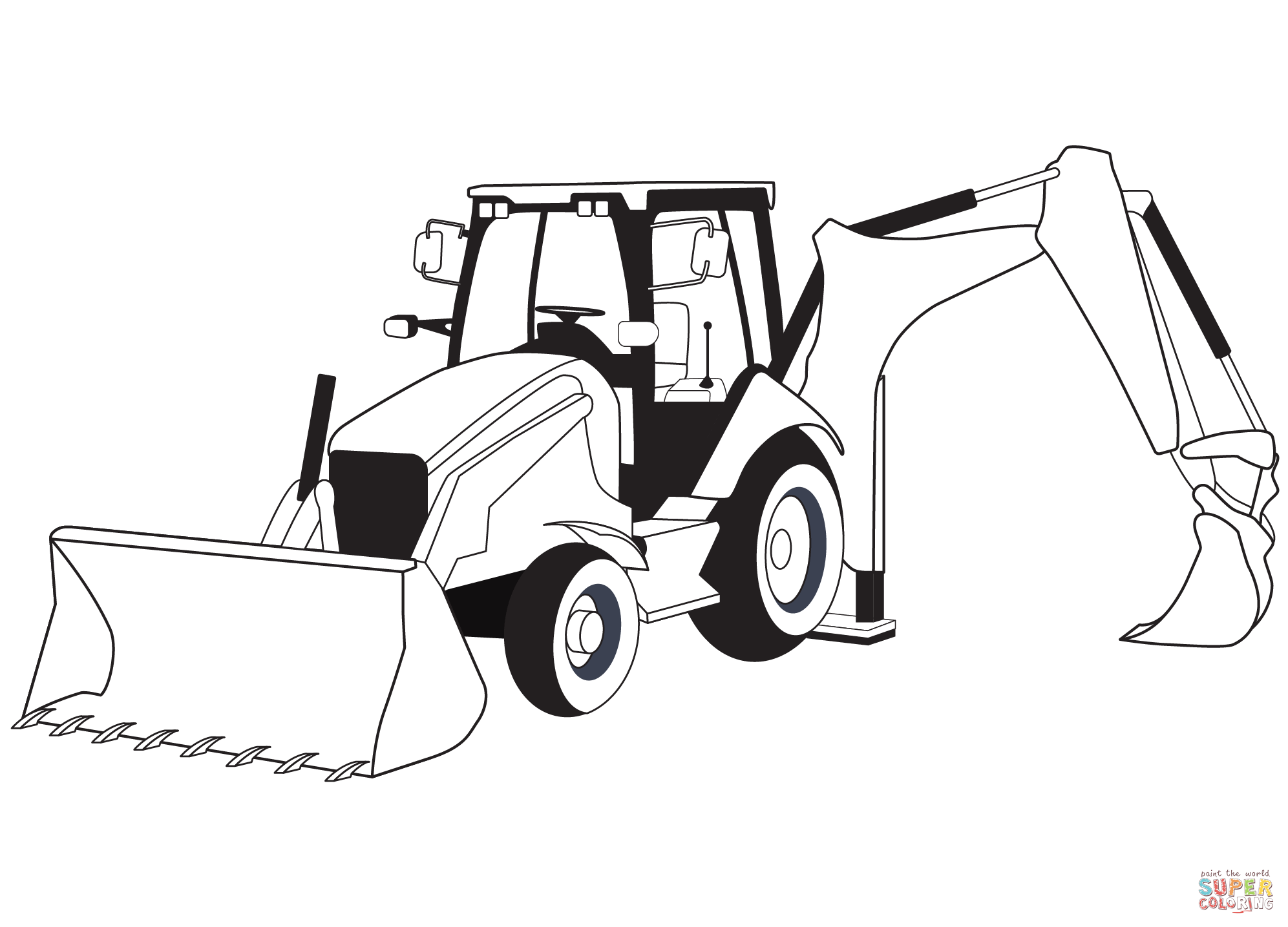 Backhoe loader coloring page free printable coloring pages