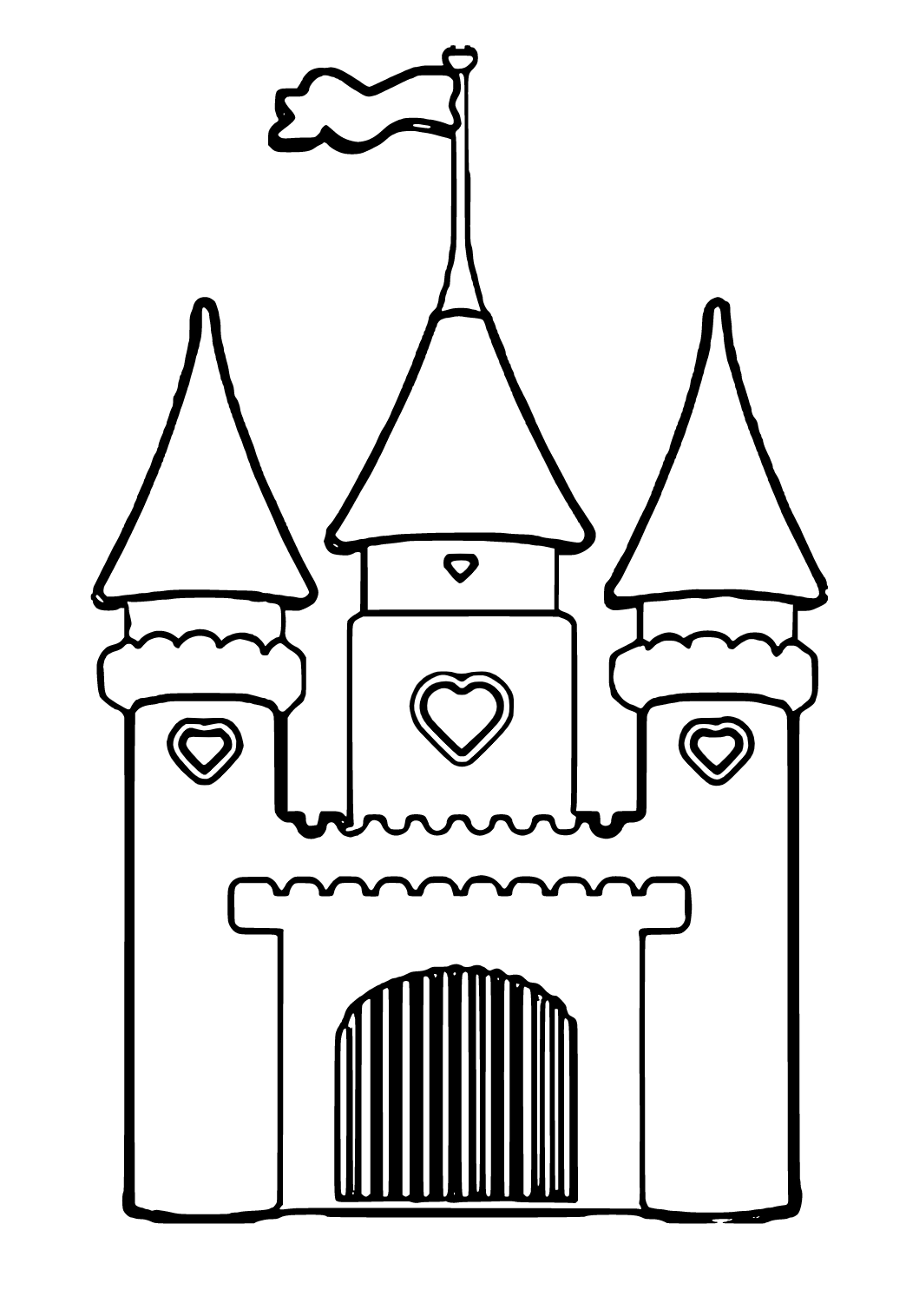 Free printable castle easy coloring page sheet and picture for adults and kids girls and boys