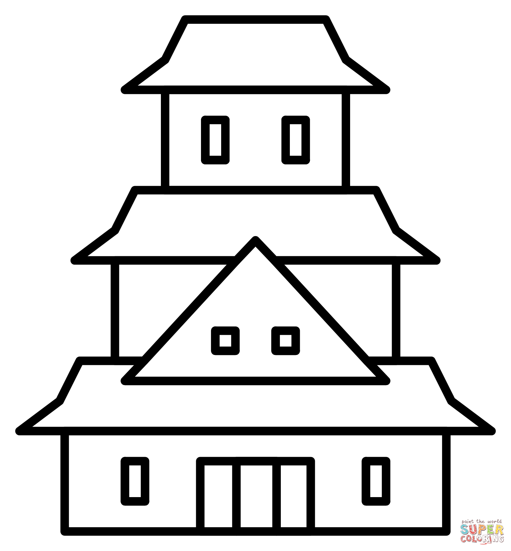 Japanese castle emoji coloring page free printable coloring pages