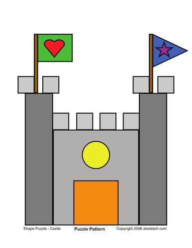 Shape puzzle castle color teaching resources