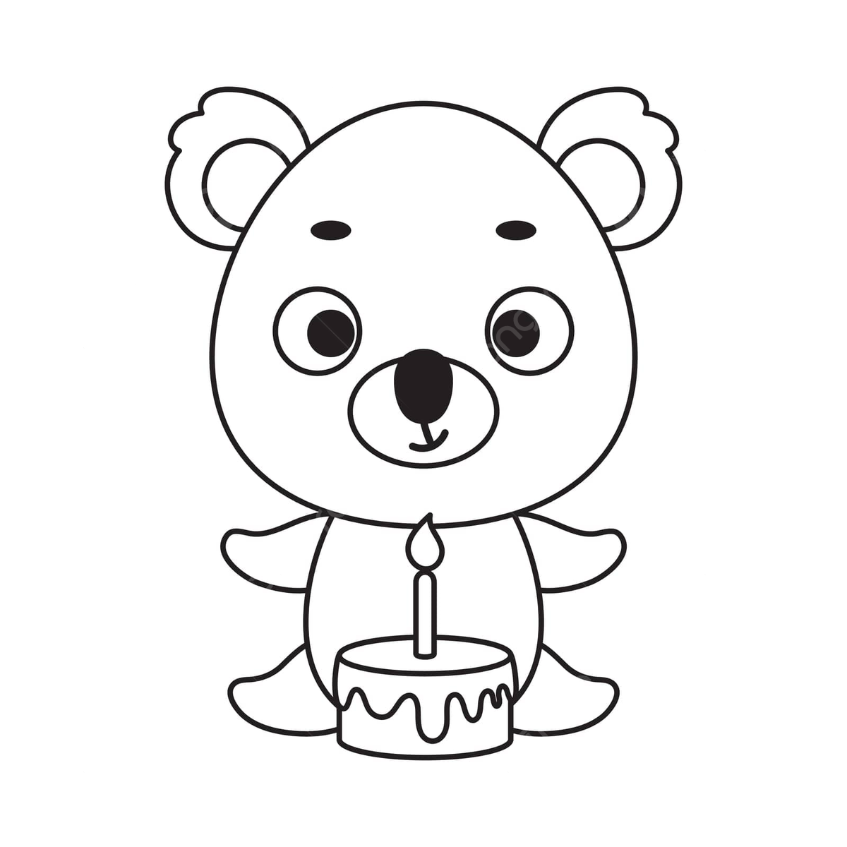 Cute koala birthday coloring page for preschoolers school drawing worksheet vector school drawing worksheet png and vector with transparent background for free download