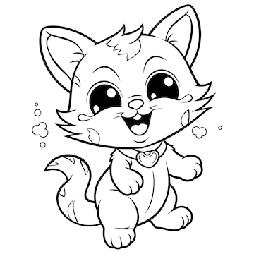 Premium vector a coloring page of a cute and playful kitten