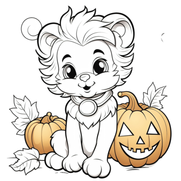 Coloring book with a cute lion in the halloween pumpkin pumpkin drawing book drawing lion drawing png transparent image and clipart for free download