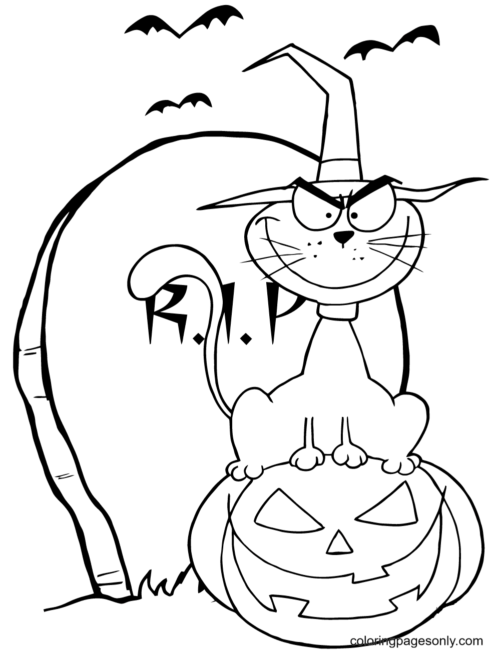 Halloween cats coloring pages printable for free download