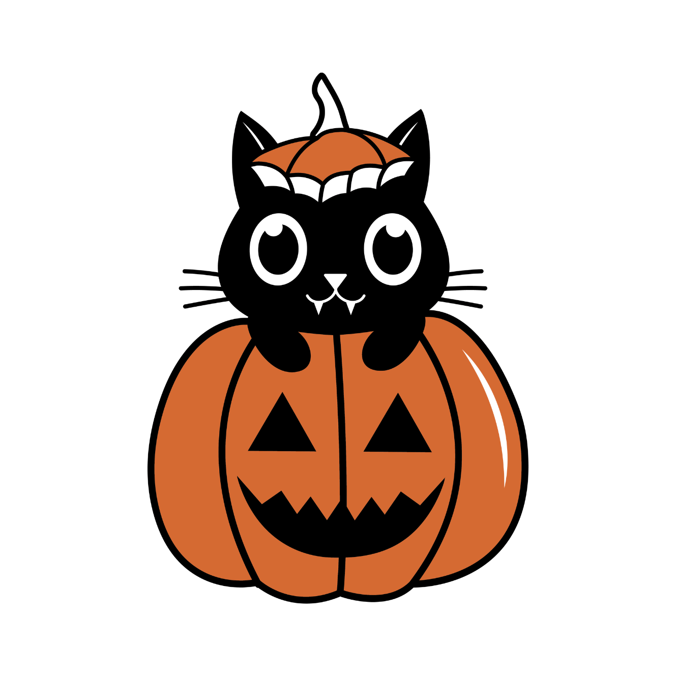 Orange halloween cat pumpkin circle stickers