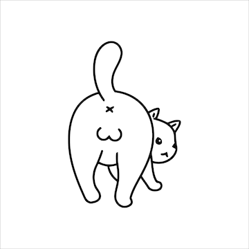 Premium vector cat butt coloring page for cat lovers