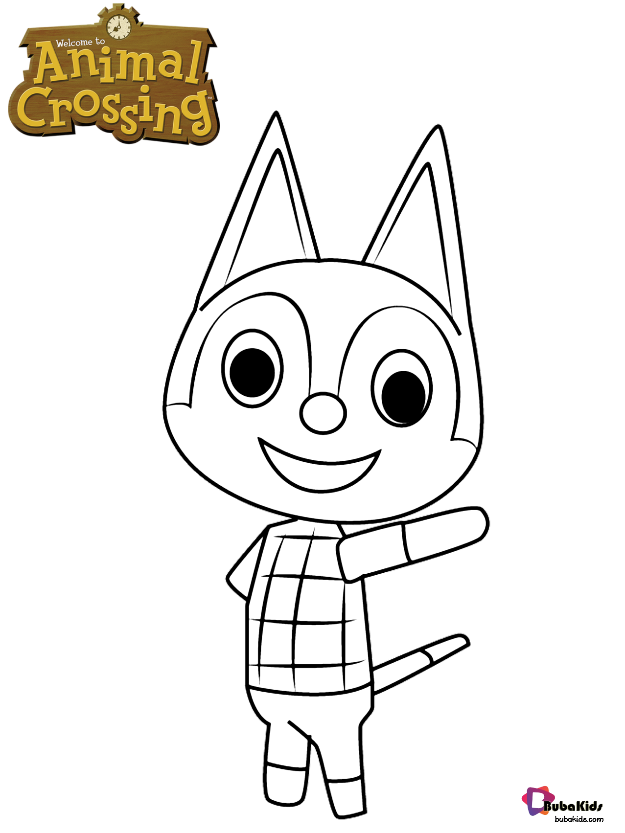 Rudy the cat from animal crossing video games character coloring page bubakids cartoon coloring pages animal crossing coloring pages