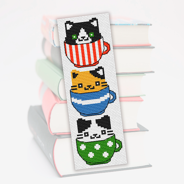 Cross stitch bookmark pattern kittens embroidery pattern