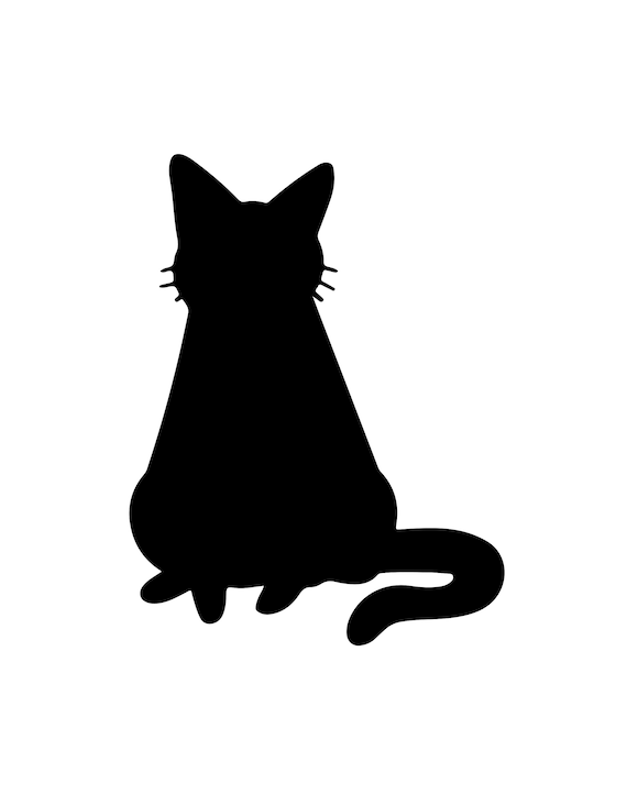 Cat clipart svg png pdf jpg black kitten shape monochrome simple cat lover rescuer halloween vector silhouette cricut cut sublimation file