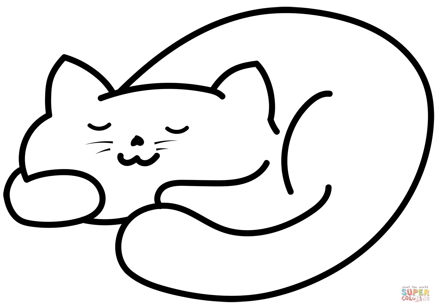 Sleeping cat coloring page free printable coloring pages