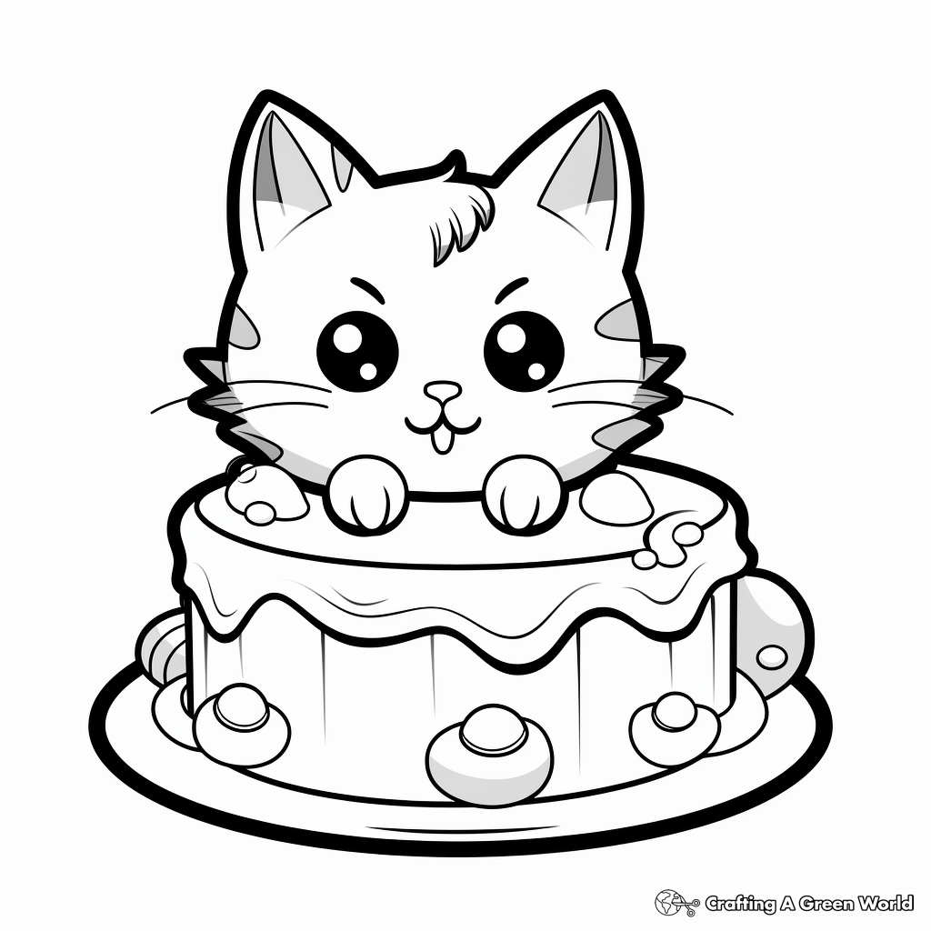 Cat cake coloring pages