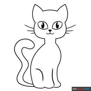 Easy black cat coloring page easy drawing guides