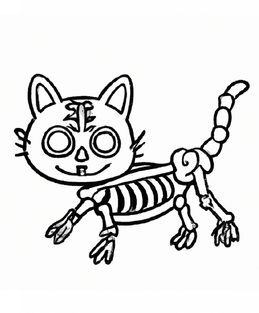 Free printable skeleton cat coloring pages