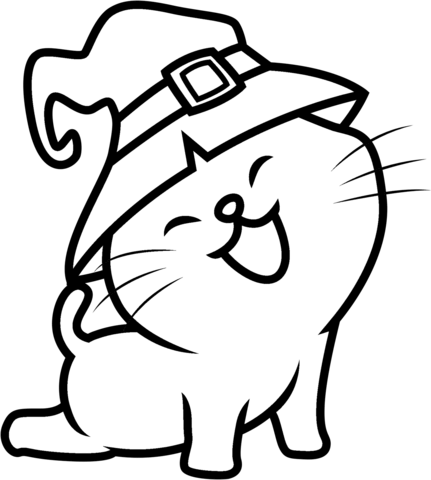Halloween kitty coloring page free printable coloring pages