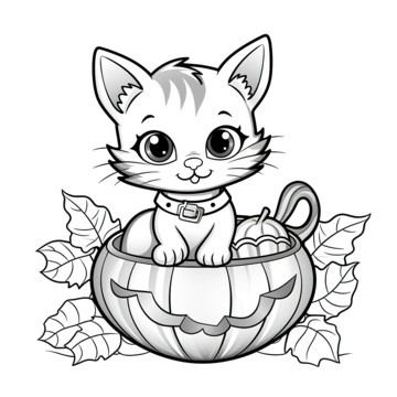 Coloring book with a cute black cat in the halloween pumpkin cat drawing pumpkin drawing book drawing png transparent image and clipart for free download