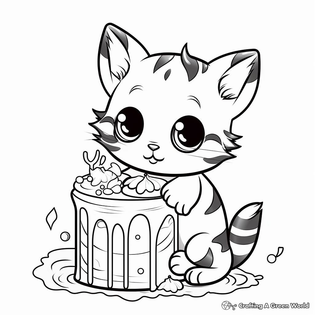 Cat cake coloring pages