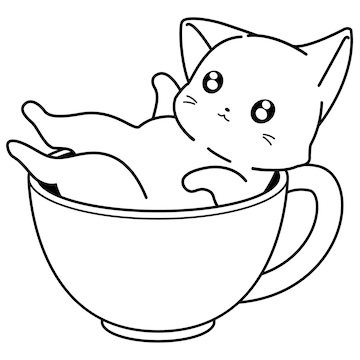 Premium vector funny cat cartoon character coloring page