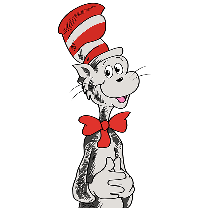 How to draw the cat in the hat