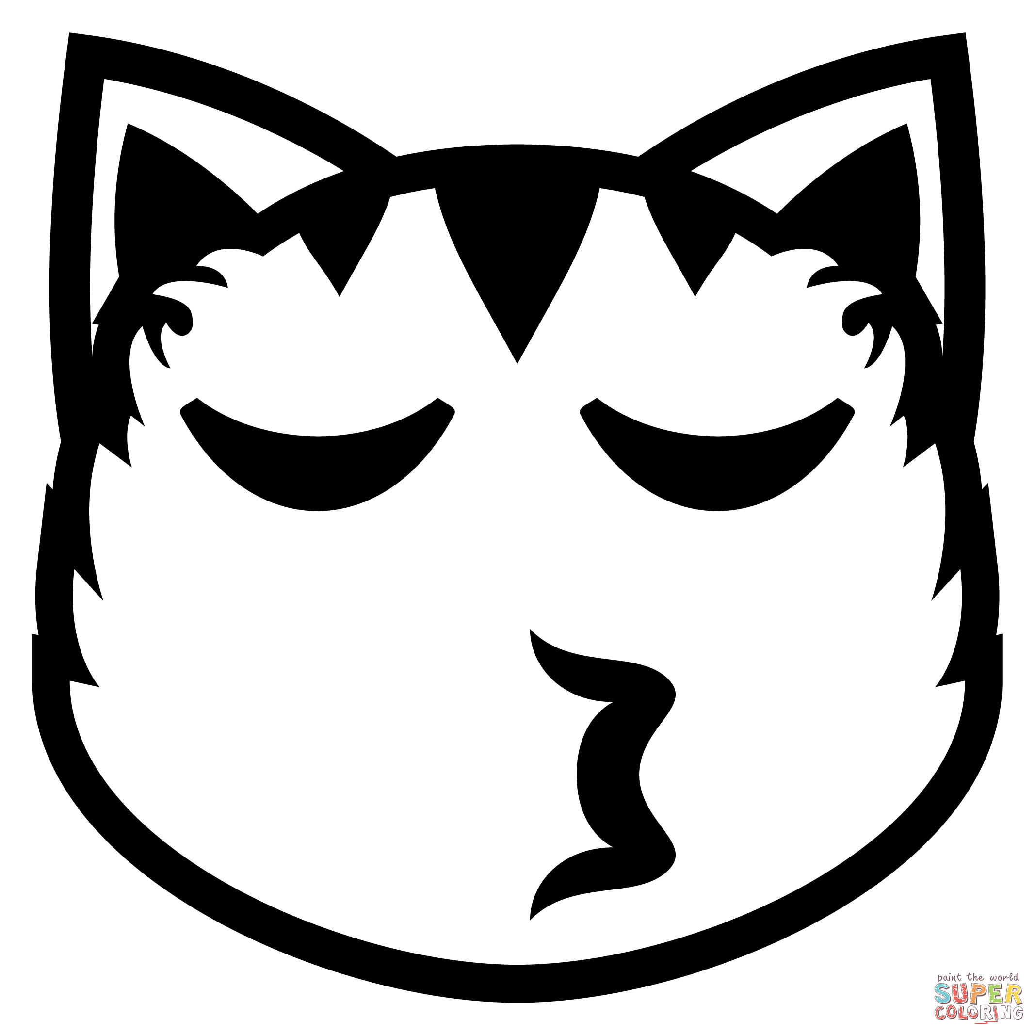 Kissing cat emoji coloring page free printable coloring pages