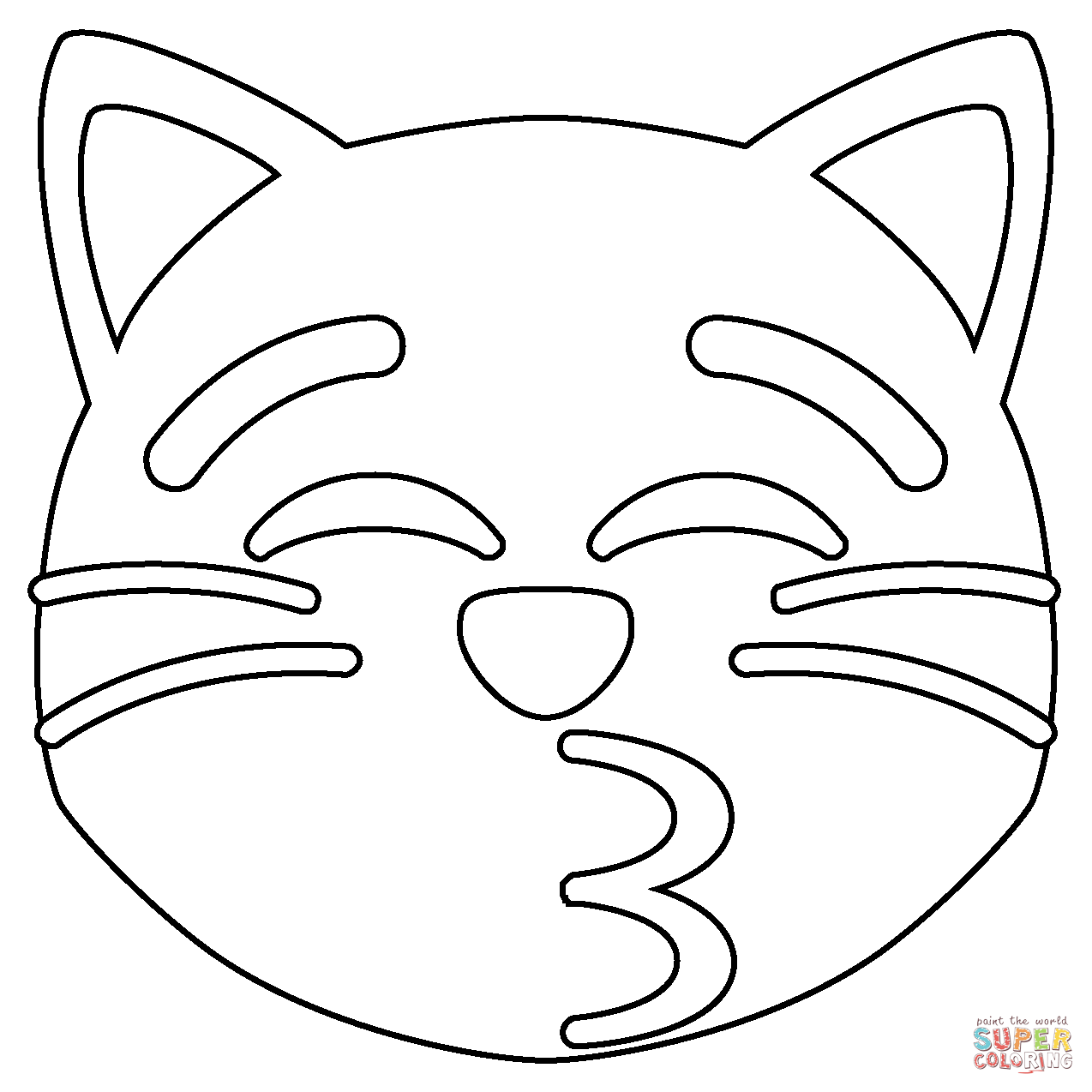 Kissing cat emoji coloring page free printable coloring pages