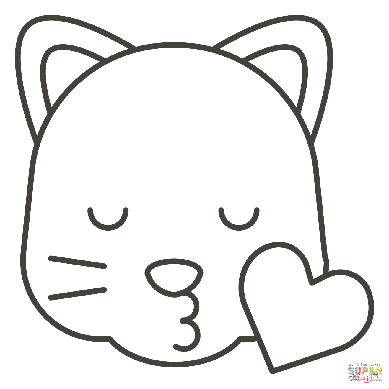 Kissing cat face coloring page free printable coloring pages