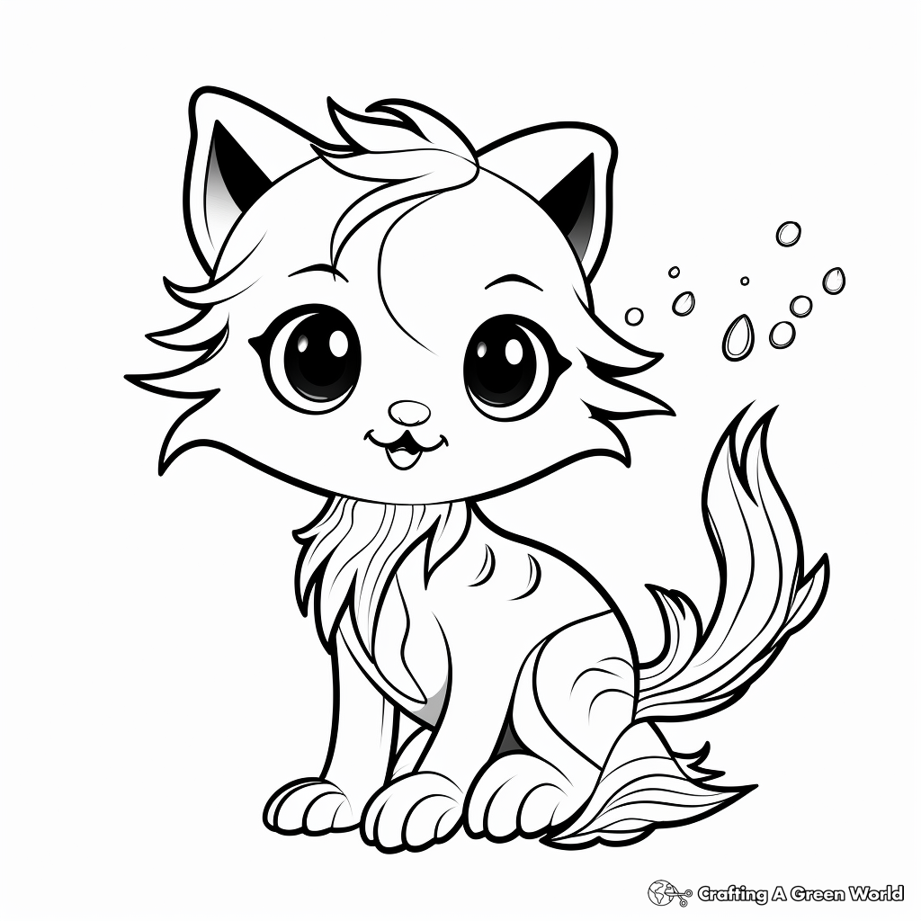 Mermaid cat coloring pages