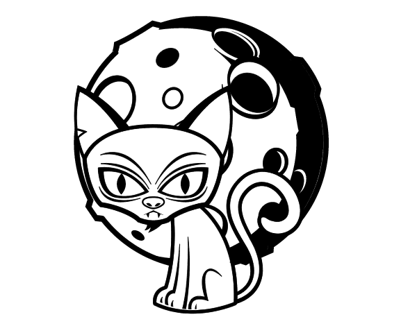 Gloomy cat coloring page