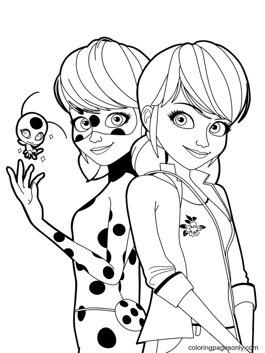 Ladybug and cat noir coloring pages printable for free download