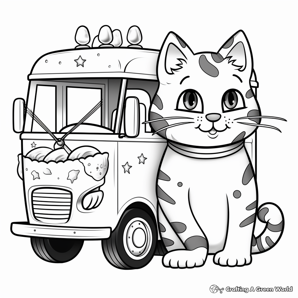 Cat ice cream coloring pages