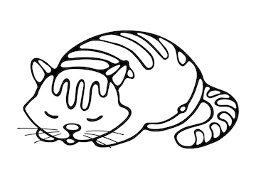 Premium vector cute sleeping cat outline cartoon doodle for coloring book premium vector