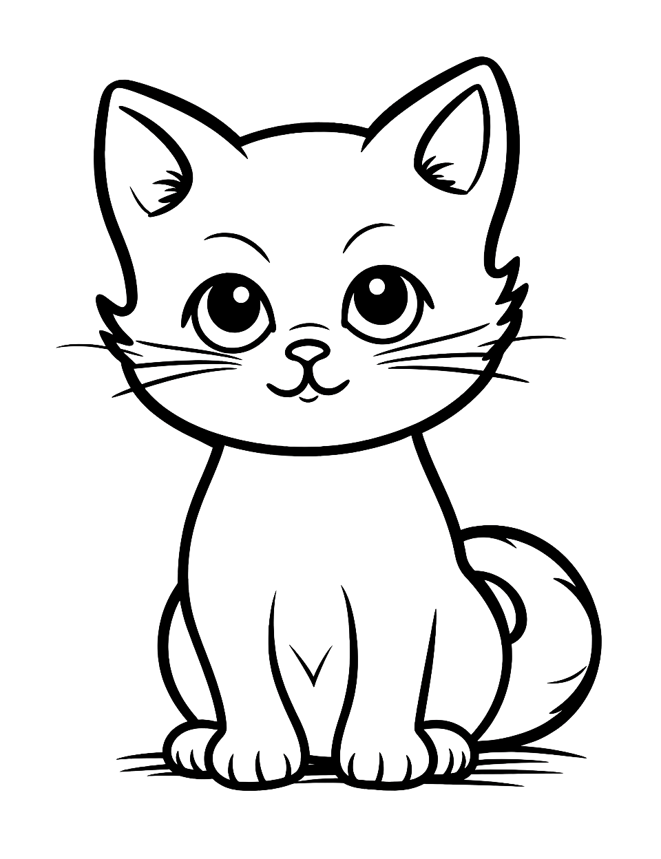 Free cat coloring pages for kids adults printables cat coloring page simple cat drawing animal coloring pages