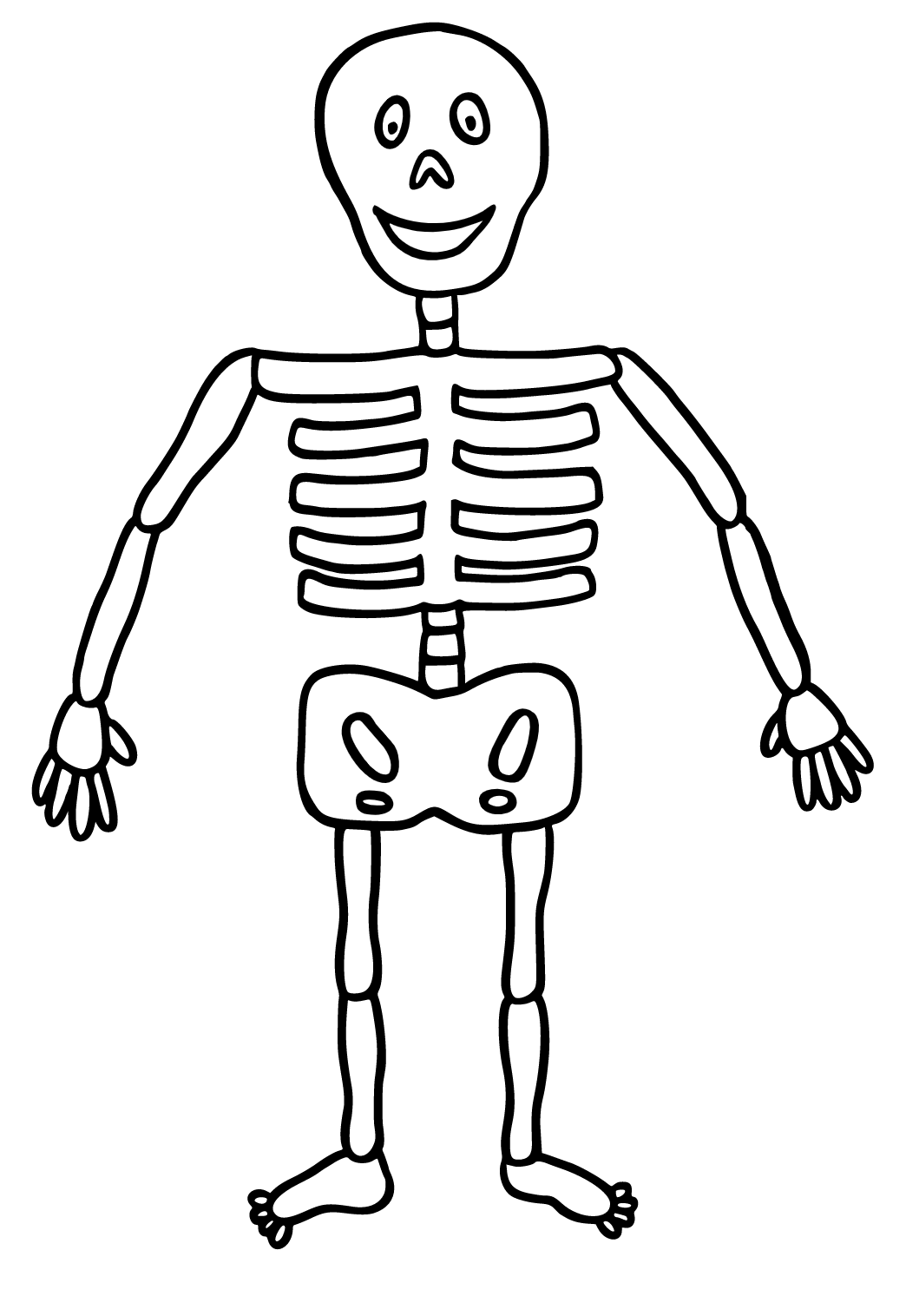 Free printable skeleton cute coloring page for adults and kids