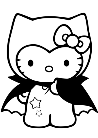 Hello kitty dracula coloring page free printable coloring pages
