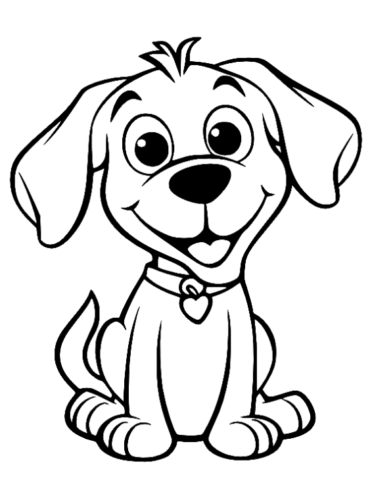 Cute dog easy coloring page