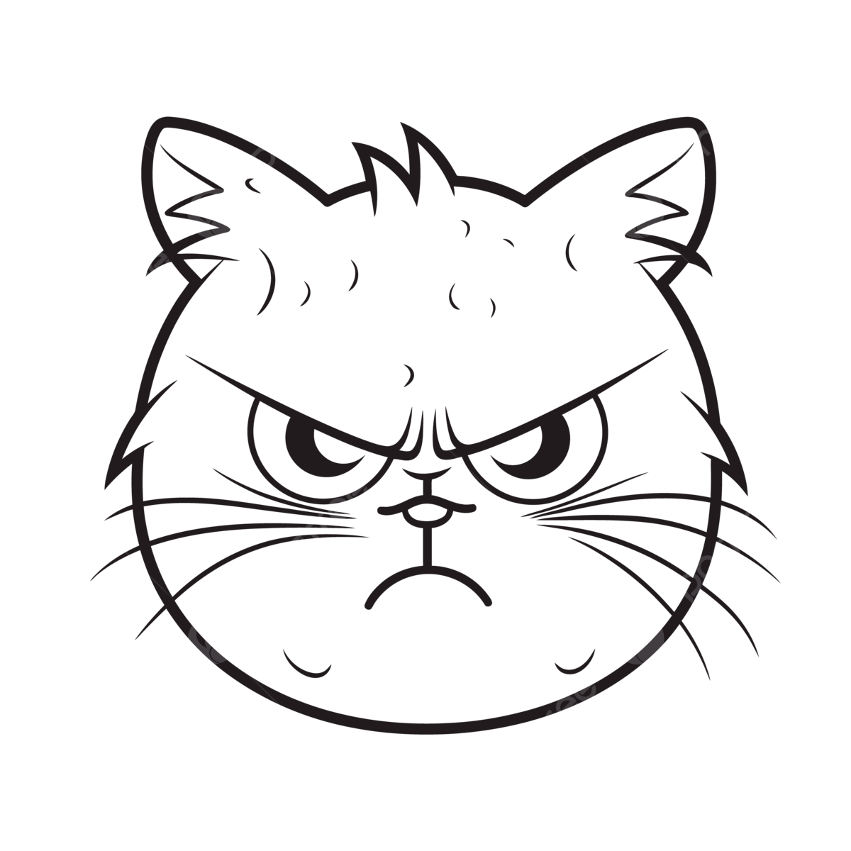 Angry cat outline png vector psd and clipart with transparent background for free download