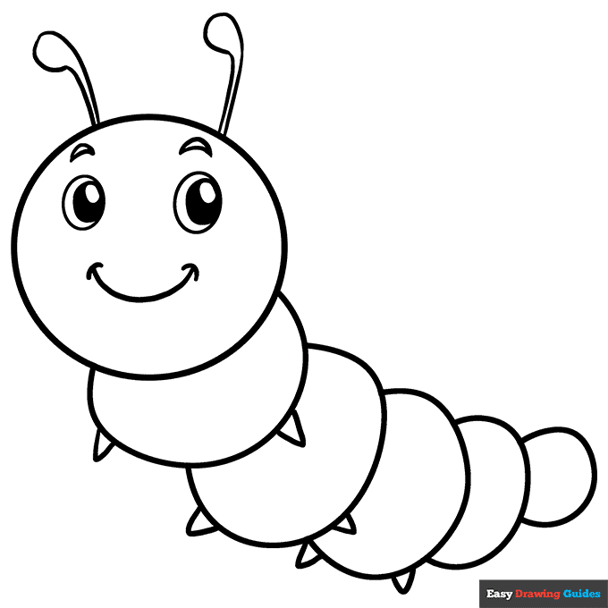 Cute caterpillar coloring page easy drawing guides