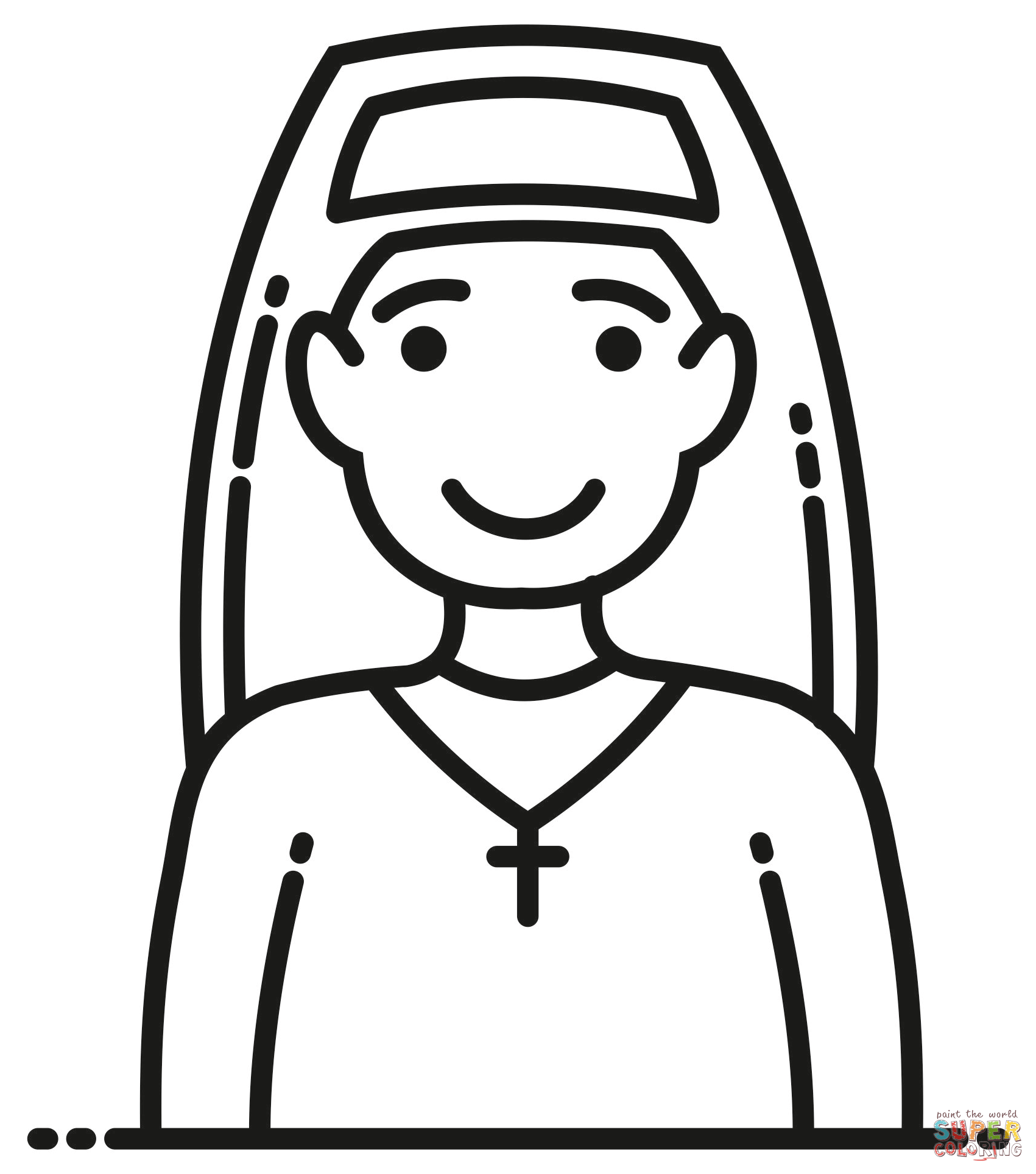 Nun coloring page free printable coloring pages