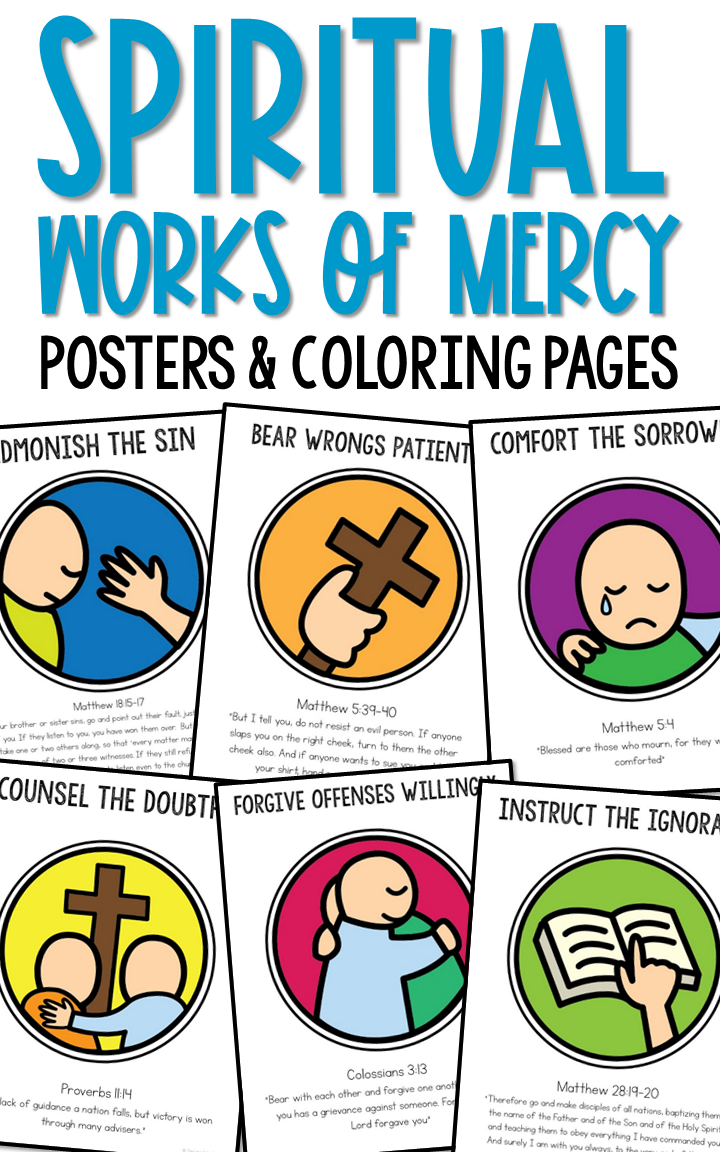 Spiritual works of mercy coloring pages and posters for interactive notebooks mini books crafts works of mercy corporal works of mercy spiritual words