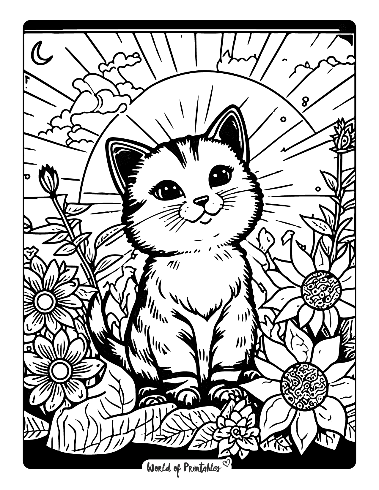 Cat coloring pages for kids adults