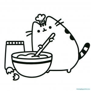 Pusheen coloring pages cooking