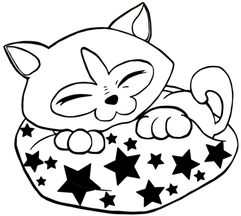 Sleeping cat coloring page free printable coloring pages