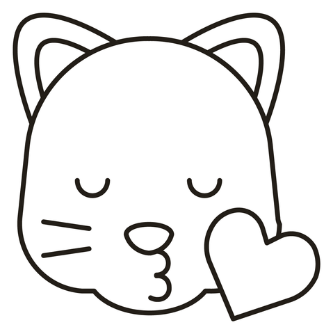 Kissing cat face coloring page free printable coloring pages