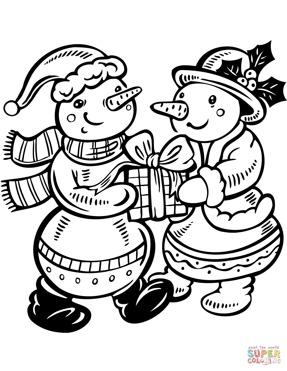 Snowmen in love coloring page free printable coloring pages