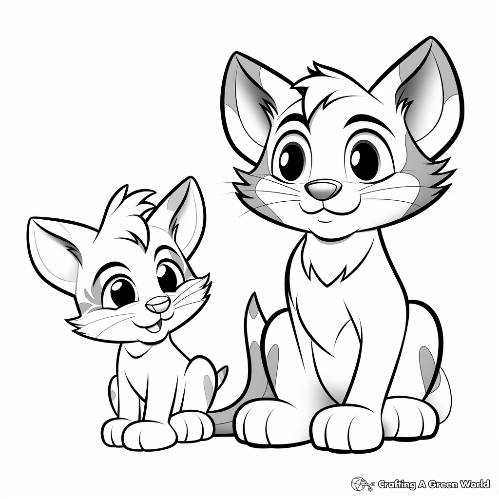 Two cats coloring pages